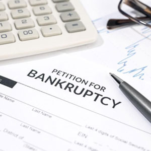 Bankruptcy petition document for a business, showing financial distress and seeking legal protection